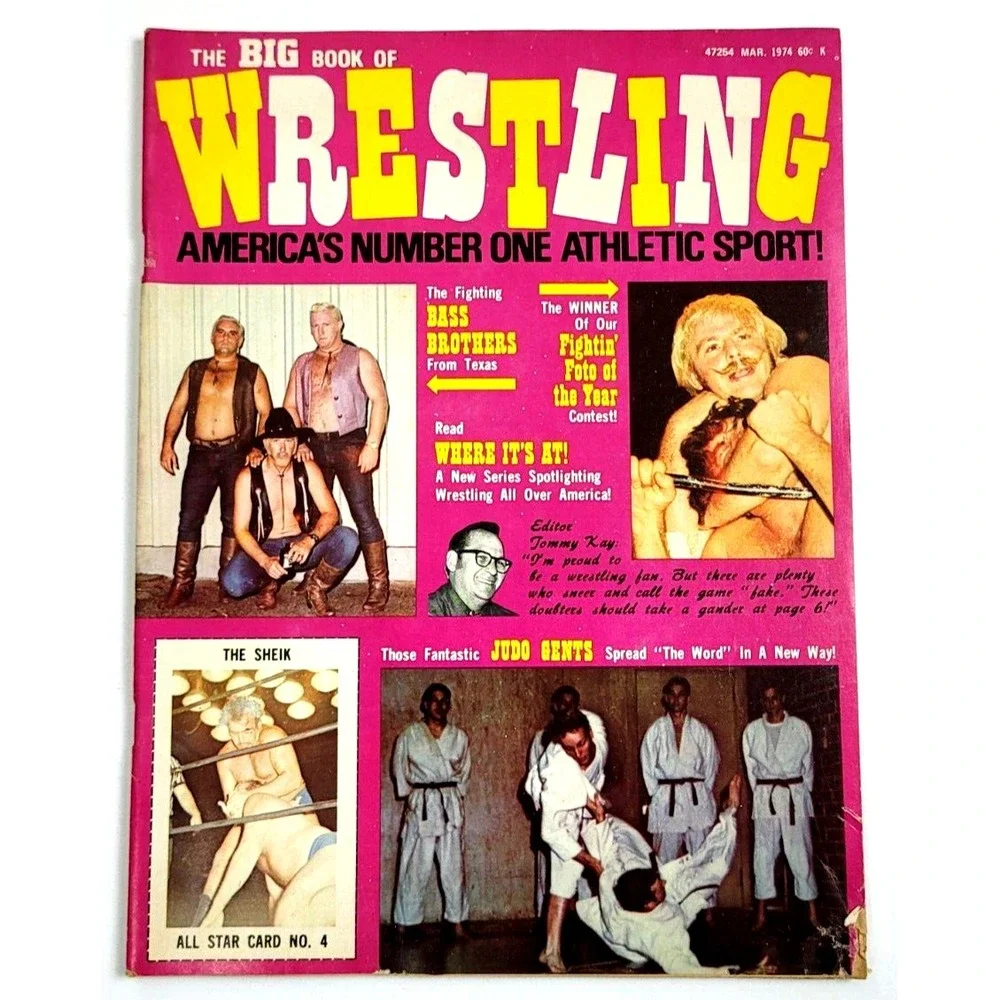 THE BIG BOOK OF WRESTLING MARCH 1974 - DUSTY RHODES / THE SHEIK / BASS BROTHERS